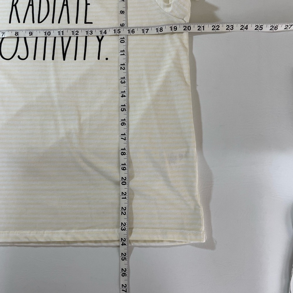 Rae Dunn Radiate Positivity T-Shirt-Pale Yellow Stripe Women’s Large - Picture 4 of 6